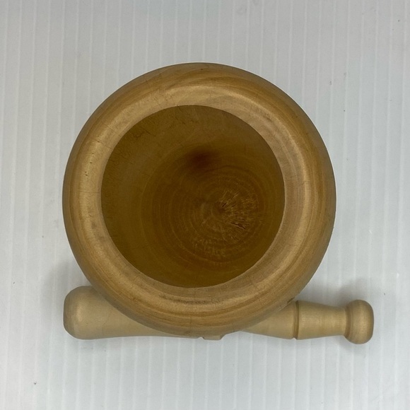 Vintage Apothecary Wooden Mortar & Pestle Set Made in Spain Herb Crusher Grinder - Picture 2 of 8